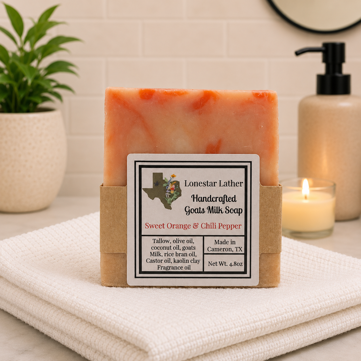 Sweet Orange & Chili Pepper Goats Milk & Tallow Handcrafted Soap